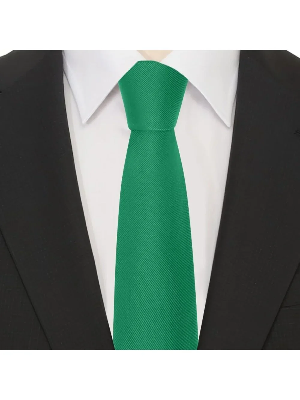 Men's Emerald Green Twill Diagonal Textured Formal Necktie For Business Dress